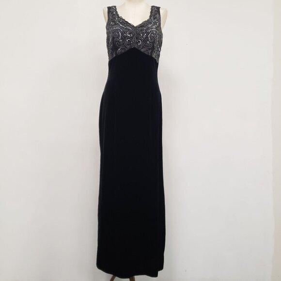 Jeffrey & Dara Womens Velvet Sequin Maxi Dress Size S Whimsigoth Event Formal‎ - Picture 1 of 12